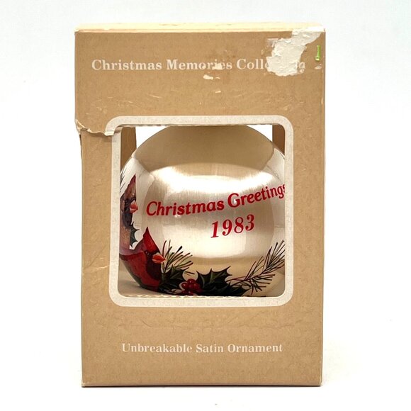 Vintage 1983 Christmas Greetings Ornament Memories Collection Cardinal Birds - Picture 3 of 8